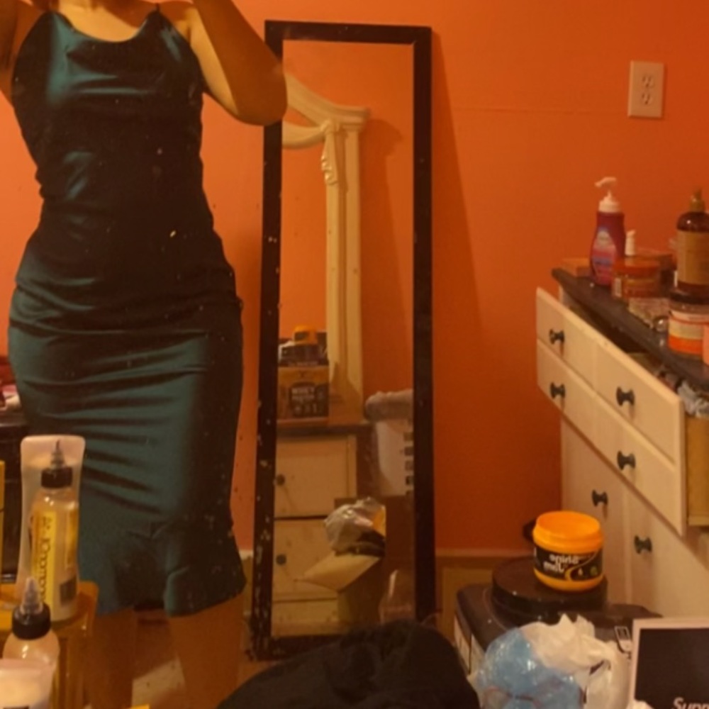Silky Green Midi Dress